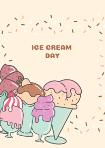 Sign says "Ice cream day" with ice cream on it