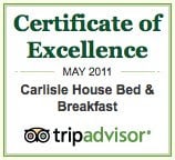 TripAdvisor gives the Carlisle House a Certificate of Excellence! 1